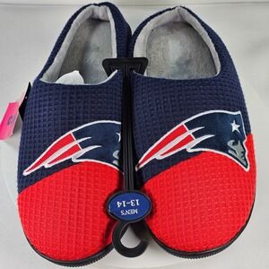 FOCO New England Patriots Mens XL 13-14 Waffle Knit Clog Slippers NFL Navy Red